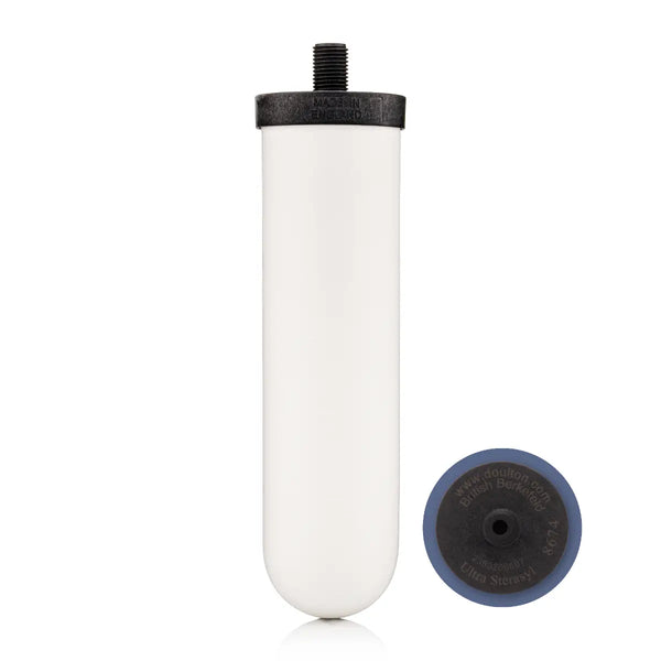 British Berkefeld Ultra Sterasyl 7-inch ceramic filter candle and its base